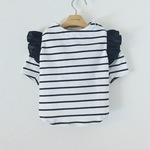 【再販】犬服・肩フリルボーダーカットソー