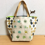 多肉植物×ドット ♡ボックストートバッグ