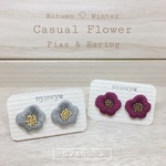 ［10月新作］秋冬カラーの刺繍のお花ピアス