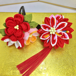 つまみ細工 七五三 髪飾りセット 赤い房飾り