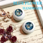    【受注製作】レジンアイ18mm 水中花アイ BLUE FLOWER   UVカット加工 保証付き   球体関節人形 ドールアイ SD
