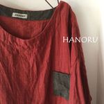 リネンウールの胸ポケ　プルオーバー＊レンガ