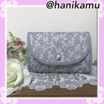 ★リクエスト品★ リバティのハニカムカードケース ダルメシアン・ドッツ グレー×ピンク