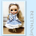 ブライスサイズ 22cmドール服       ギンガムチェックのワンピース そらいろ