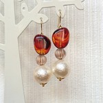 【送料込390円感謝価格】大ぶりべっ甲ピアス・イヤリング・ノンホールピアス
