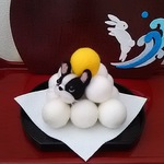 羊毛フェルト フレンチブルドッグ お月見団子（パイド）