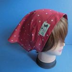 チェリーピンク・ドット　ギャザー入りバブーシュカ・三角巾