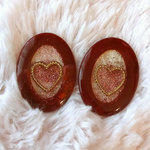  vintage oval earring/pierce🍷wine red