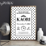 この世に１つだけ♪オリジナルモノトーンバースデーポスター【A4・高品質印刷・送料無料】 誕生日ポスター 出産祝い 命名書