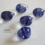 "deep blue space"  吹きガラス ドロップビーズ USA産　4個