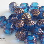 8mm blue cocktail チェコビーズ 8個