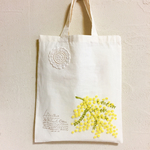  ふわふわミモザの羊毛刺繍トート