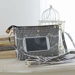 【mie3939様オーダー分】長財布も入るスマホポシェット/スカラップストライプ
