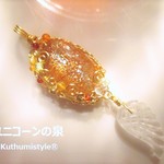 サンストーン＆天使の羽ペンダント（ワイヤーアートジュエリー☆ワイヤーアクセサリー☆ワイヤーラッピング天然石ネックレス）