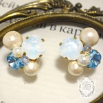 [SALE] リトルプラネット White Opal × AQUAMARINE Bijou Earrings