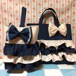 【m☆k様専用】ネイビー&さくら色のレッスンバッグとシューズ入れ