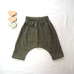 スラブWガーゼの優しいサルエルパンツ カーキ