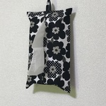 ボックスティッシュカバー黒花