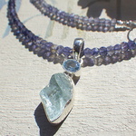 ⭐︎11月誕生石⭐︎ブルートパーズ Raw Rough Aquamarine ラフロック アクアマリンとアイオライトのネックレス❇︎sv925❇︎