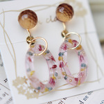 ベビーピンク・オーバルリング　オレンジ　イヤリング