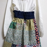値下げしました!!3300円→2980円☆送料込み☆LIBERTY リバティの 子供 キッズ 個性的な パッチワーク ギャザー スカート(サイズ120～130)