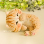 羊毛フェルト　お眠り猫さん(茶トラ)