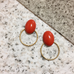  オーバルカボション×リング ピアス イヤリング