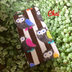 No.70 新柄 受注製作　ストライプ＆ふくろうさん　 iPhone6ケース 　