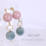 再販【No.30】くすみピンク×グレーの女性度UPピアス