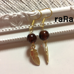 300円プチピアス☆べっ甲フェザー