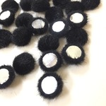 倍量キャンペーン20個☆ブラック☆フェイクファー平皿カボション