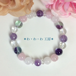 コスモス色の天然石ブレスレット  アメジスト/モルガナイト/フローライト