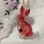 うさぎキーホルダー③スワロフスキー付き