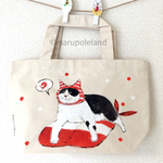 シュリンプ星のねこ・手描きランチトートバッグ