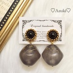 秋冬☆モノトーン  ヴィンテージ風 大ぶり ピアス/イヤリング  コーラルレッド
