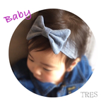 【TRES】ダンガリー  ダブルガーゼ ベビーサイズ リボンヘアバンド 