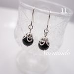 送料無料♯11☆オニキス☆天然石ピアス（樹脂フックピアス）  ハンドメイド