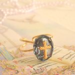 ♡cross crystal  ring♡（Blue)