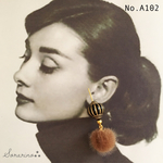 No.A102 ブラウンファー♥︎ アンティークピアス