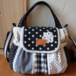 ＜50714様専用＞フラップ付き3wayバッグ（黒系ナチュラルパッチ）再販