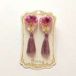 フリンジ×押し花ピアス・イヤリング