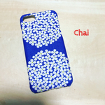  No.197 受注製作 新色　北欧風 サークルフラワー ブルー  iPhoneケース