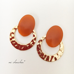 カボション×メタルリングピアス/イヤリング
