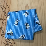 (刺しゅう名入れ可 ) ガーゼハンカチ　 子犬　水色ストライプ　24ｘ24