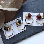ネイビー or ボルドー の金箔バイカラーイヤリング