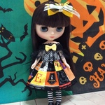 ミディブライス ハロウィンワンピース ヘアアクセ付き ドット イエロー