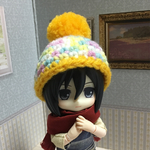 ポンポンニット帽  イエロー