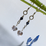 cz ハート とサファイヤのピアスシルバー925刻印