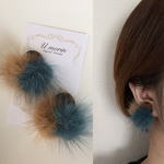 べっこう×ダブルミンクファーピアス