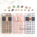 ジュエルリボン×チェック 全機種対応 スマホケース